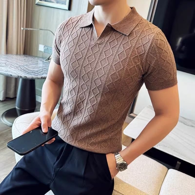 Mens Textured Polo Shirt