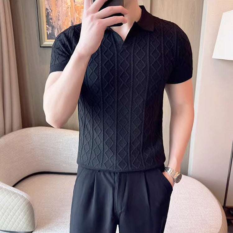 Mens Textured Polo Shirt