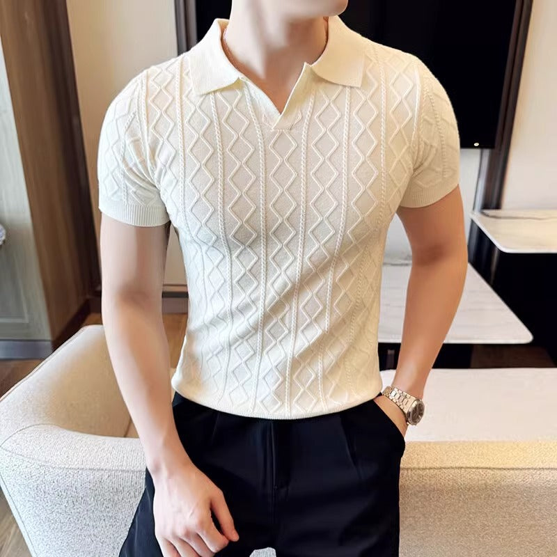 Mens Textured Polo Shirt