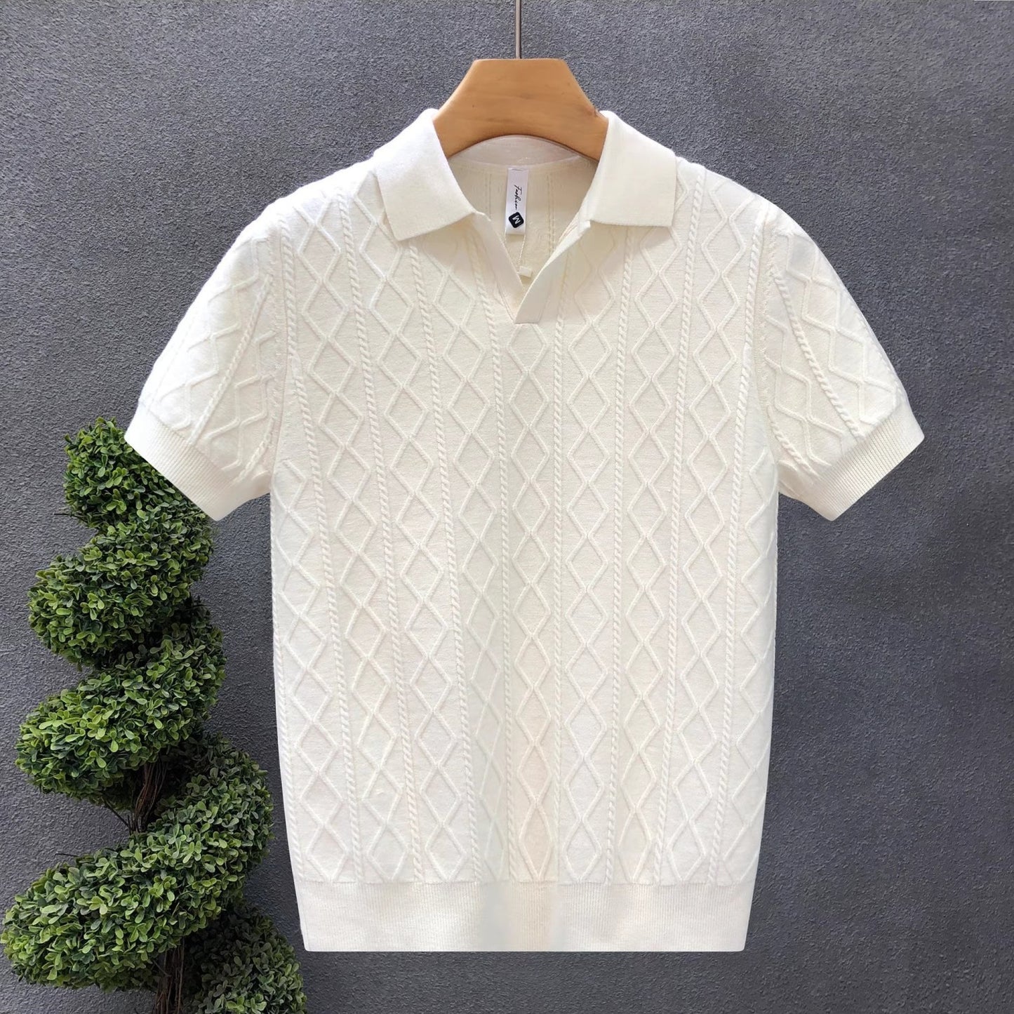 Mens Textured Polo Shirt