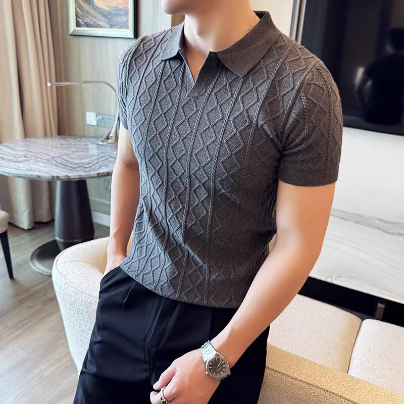 Mens Textured Polo Shirt