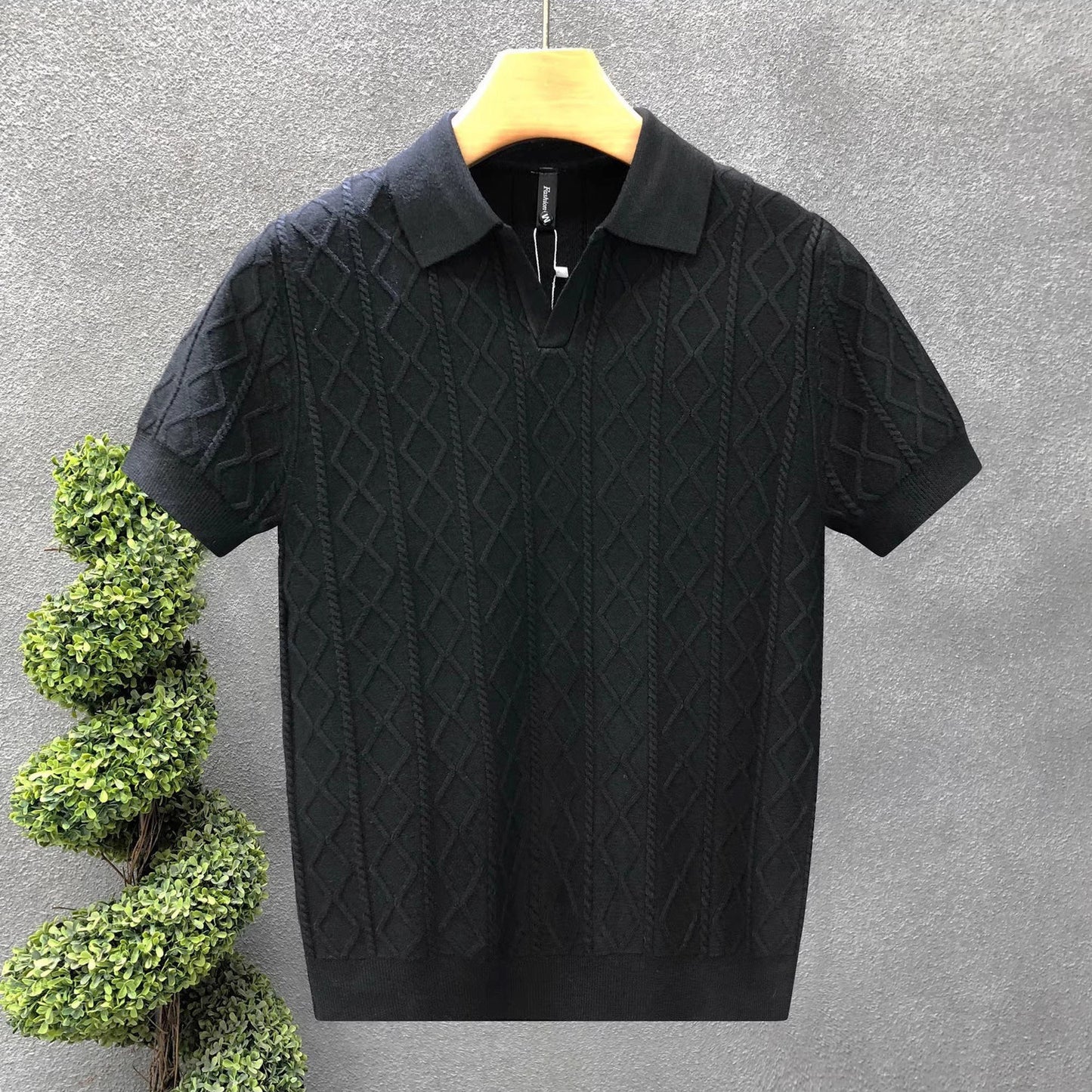 Mens Textured Polo Shirt