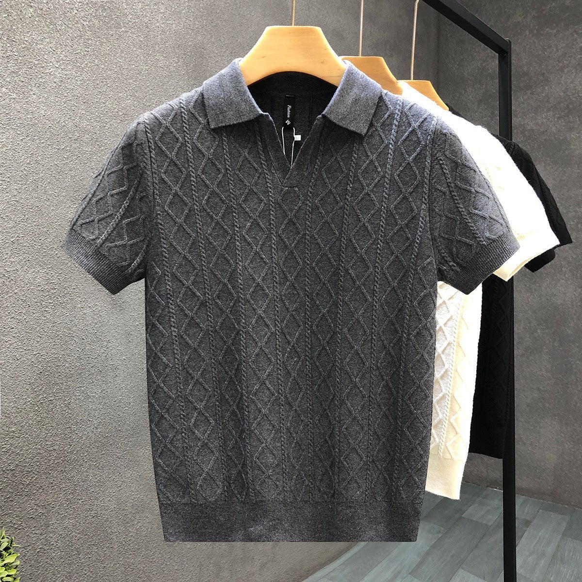 Mens Textured Polo Shirt